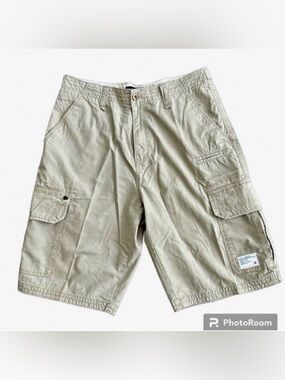 BILLABONG MENS CARGO SHORTS TAN KHAKI PREMIUM COTTON WAIST 31 CASUAL OUTDOOR